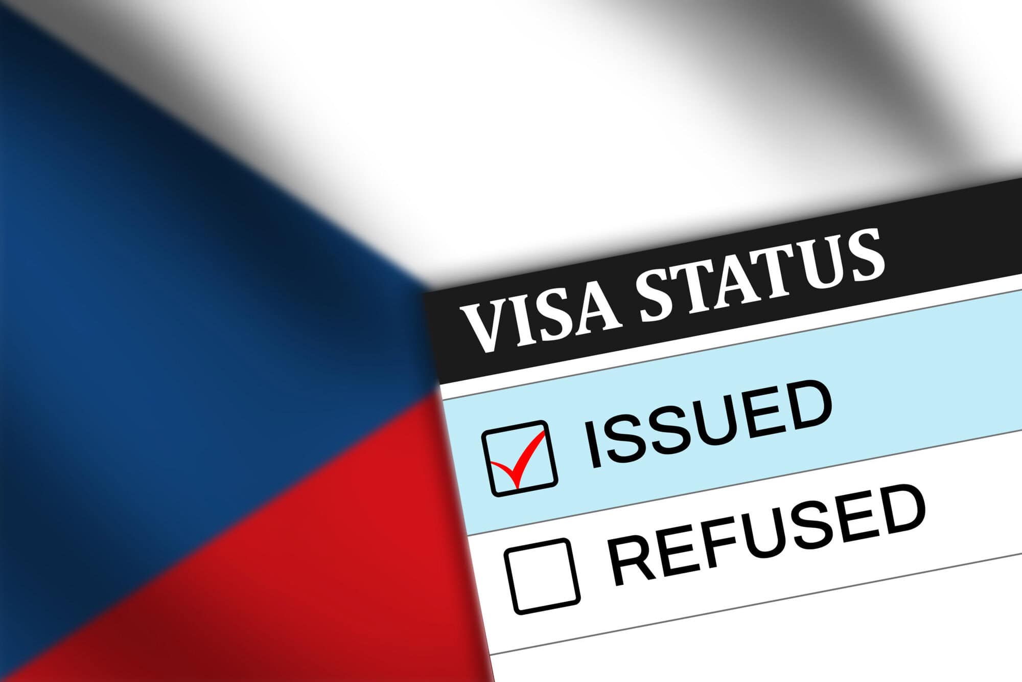 Czech Republic Visa issued status with flag waving in the backdrop Relocating expats need the right help getting a Czech visa.