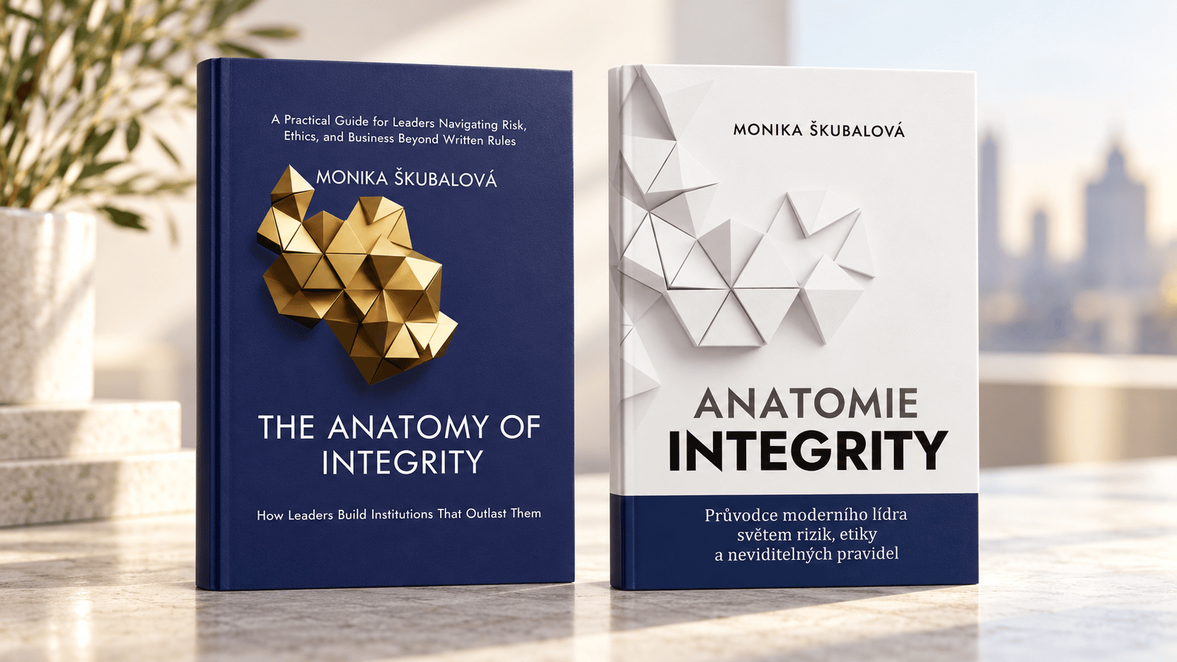 Anatomie integrity_ Knihy o vůdcovství České a anglické vydání knihy Anatomie integrity od Moniky Škubalové o compliance, řízení rizik a firemní kultuře.